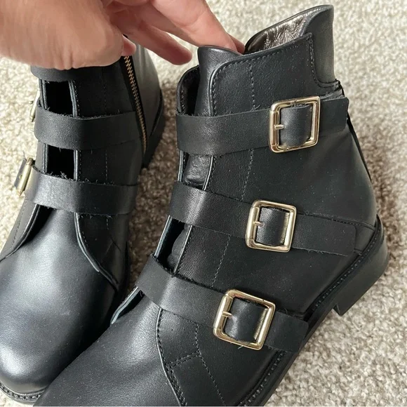 NEW Maje Leather Ankle Boots Black 39 - Picture 4 of 12
